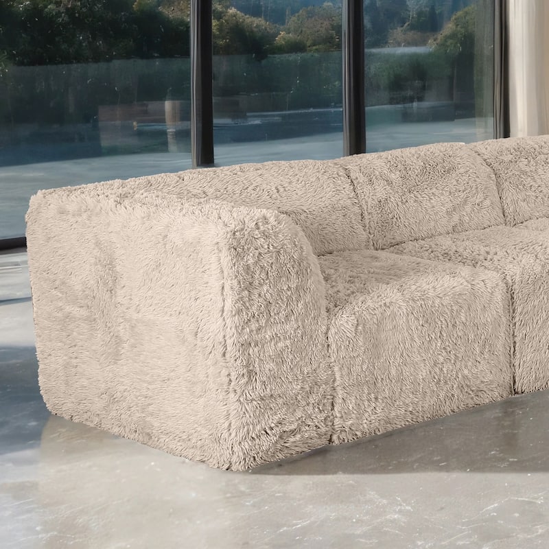 Furniture of America Ylena Modern Faux Fur Foam Modular Compressed Sofa Chair