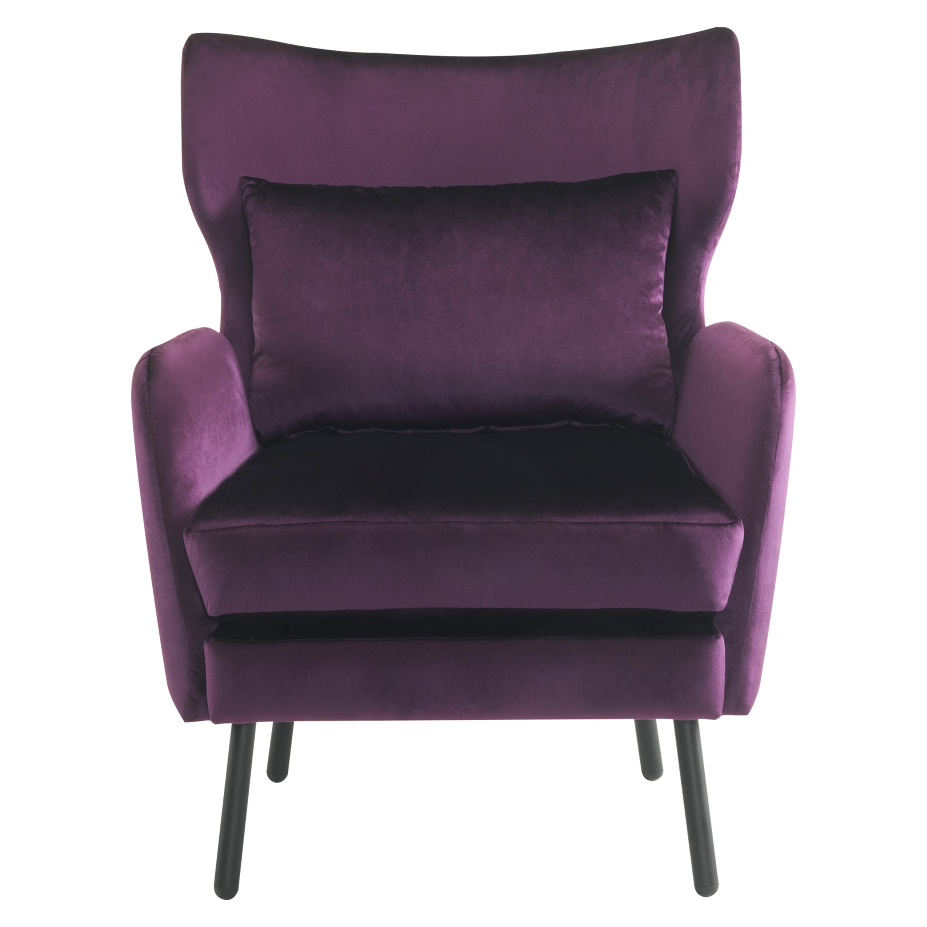 Wing Back Accent Armchair Purple Single Lounge Sofa Chair with Pillow