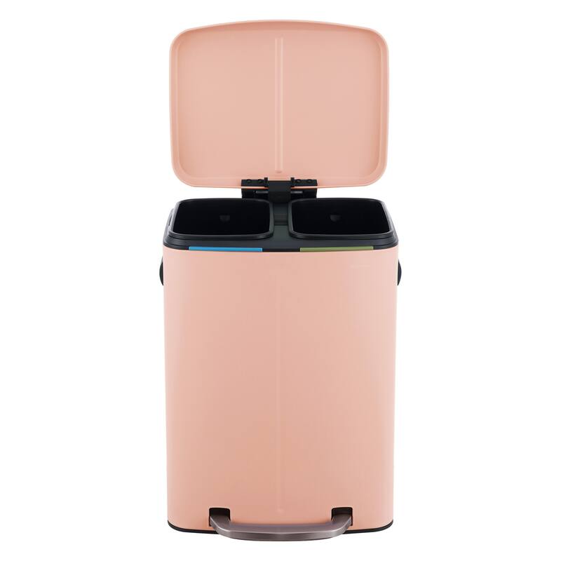happimess 10.6-Gallon Double Bucket Trash Can with Soft Close Lid