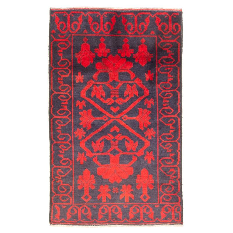 ECARPETGALLERY Hand-knotted Teimani Dark Navy Wool Rug - 2'8 x 4'6