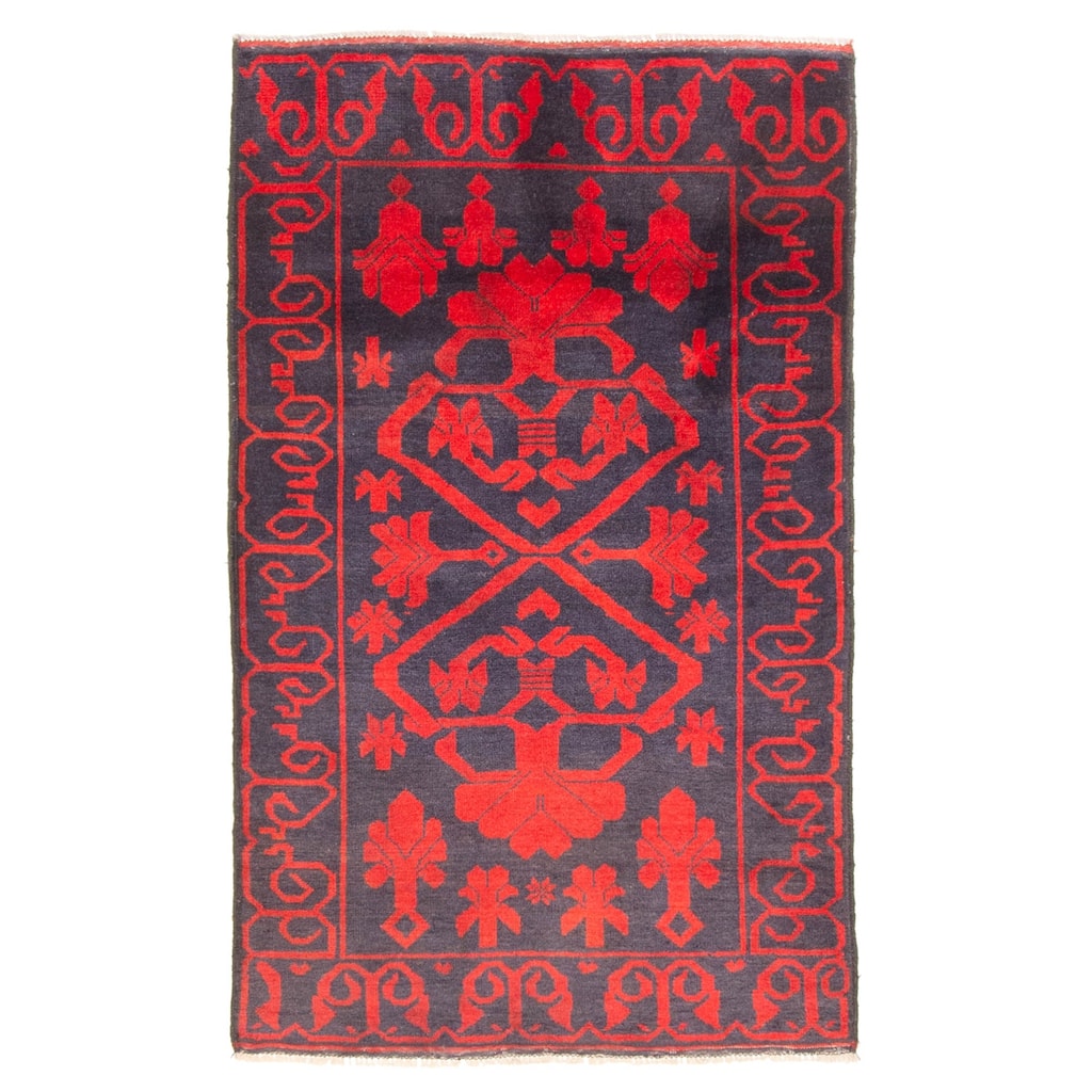 ECARPETGALLERY Hand-knotted Teimani Dark Navy Wool Rug - 2'8 x 4'6