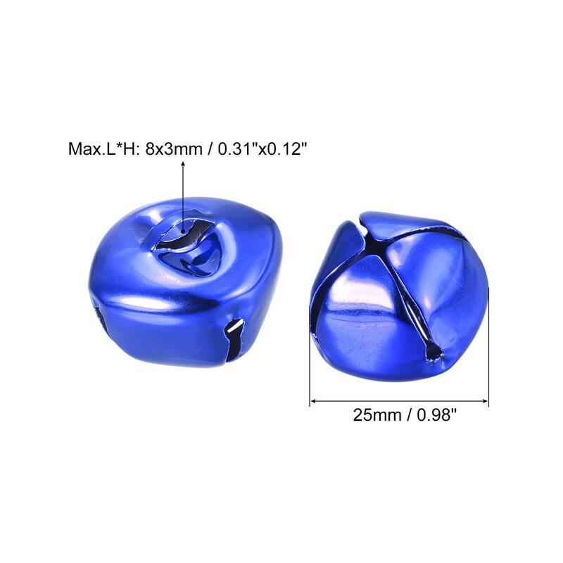 Jingle Bells, 25mm 8pcs Small Bells for Crafts DIY Christmas, Gold Tone - 25mmx25mm - Dark Blue