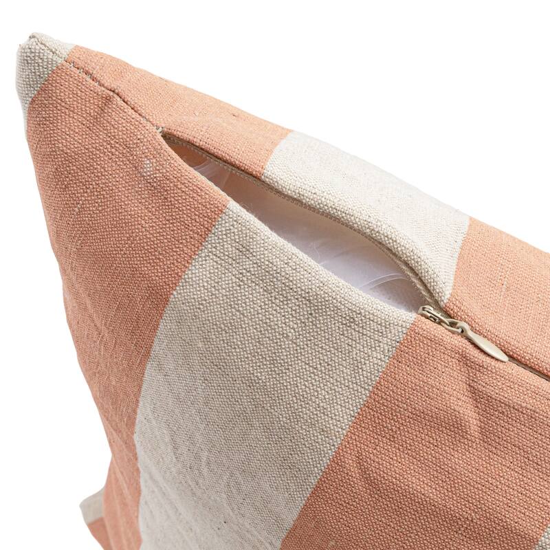 Cotton and Linen Striped Pillow - 20.0"L x 20.0"W x 1.0"H
