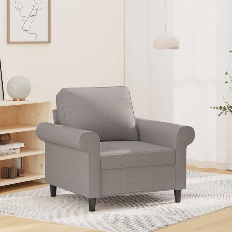 vidaXL Sofa Chair Living Room Accent Upholstered Chair with Armrest Fabric - 36.2" x 30.3" x 31.5" (W x D x H) - Light gray
