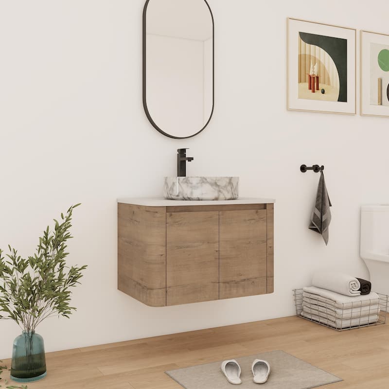 Bathroom Vanity With Sink In 24/30 Inch, Floating Bathroom Vanity With Soft Close Door