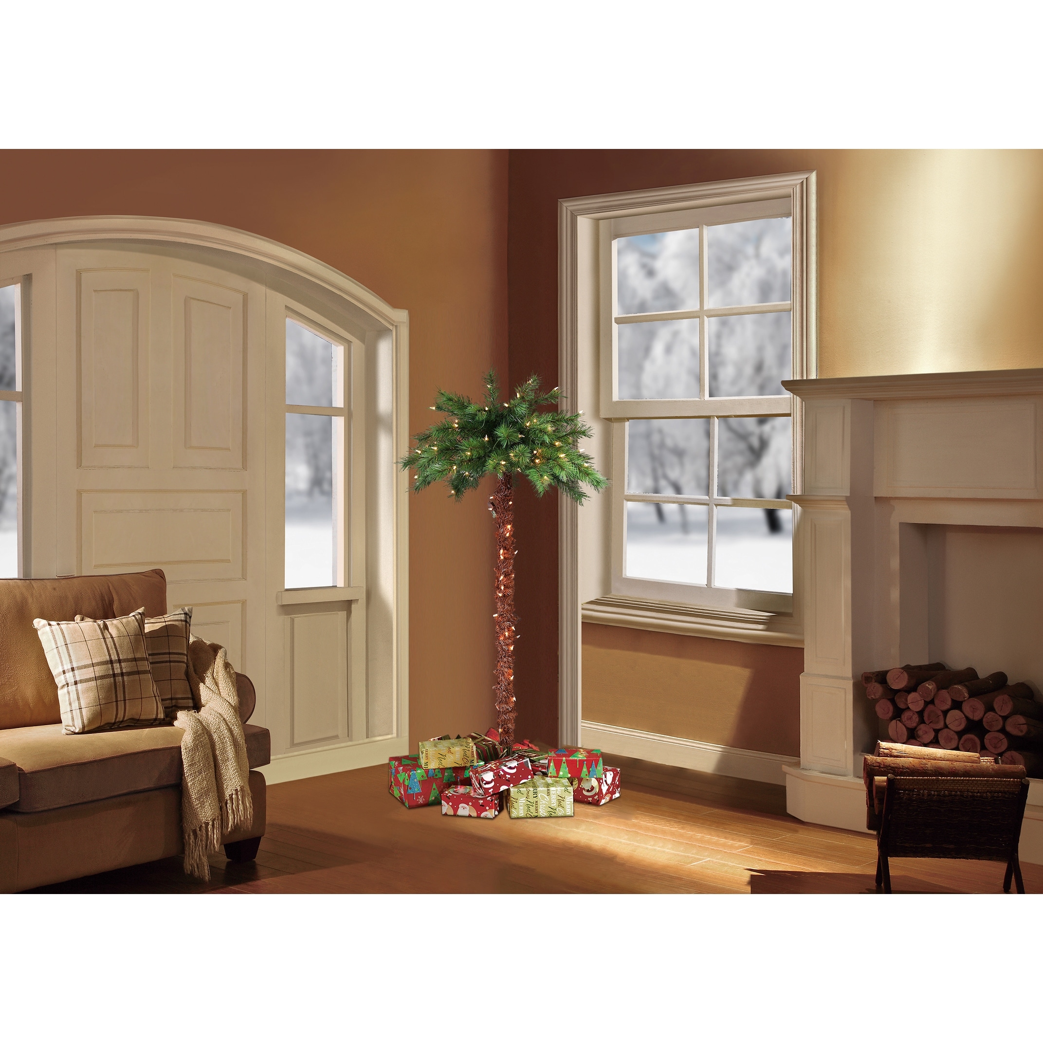 Shop Puleo International Pre Lit Artificial Palm Tree With 150 Ul