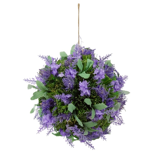 7" Purple and Green Floral Inspired Hanging Foliage Ball. Opens flyout.