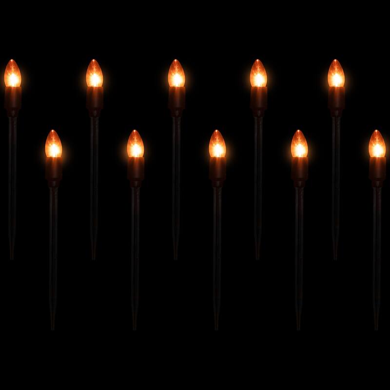 C9 Halloween Pathway Markers - Orange - 8.75' Black Wire - Set of 10