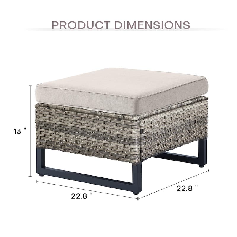 2 Pieces Patio Rattan Ottomans
