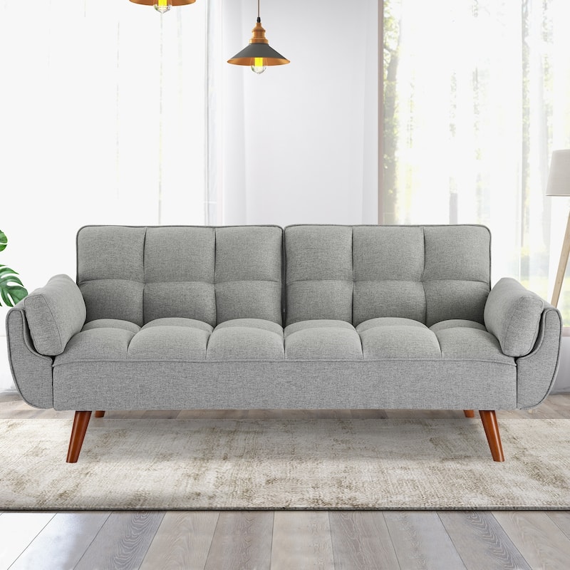 Futon Sofa Bed, Convertible Sleeper Couch with Pillows, Foldable Loveseat Furniture for Living Room