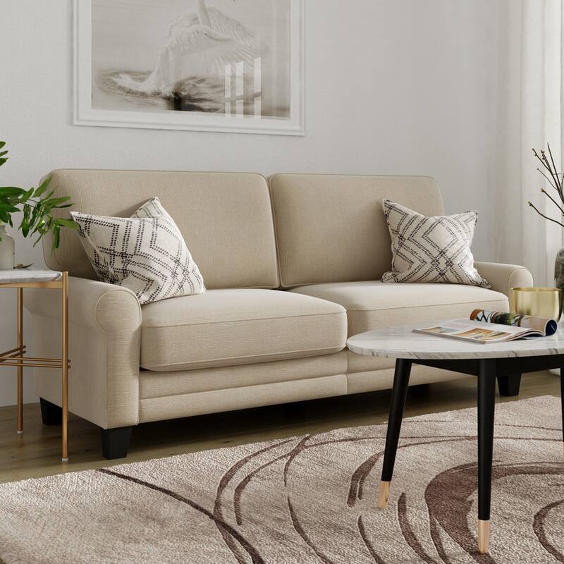 Serta Copenhagen 73" Sofa Couch for Two People, Pillowed Back Cushions and Rounded Arms, Durable Modern Upholstered Fabric