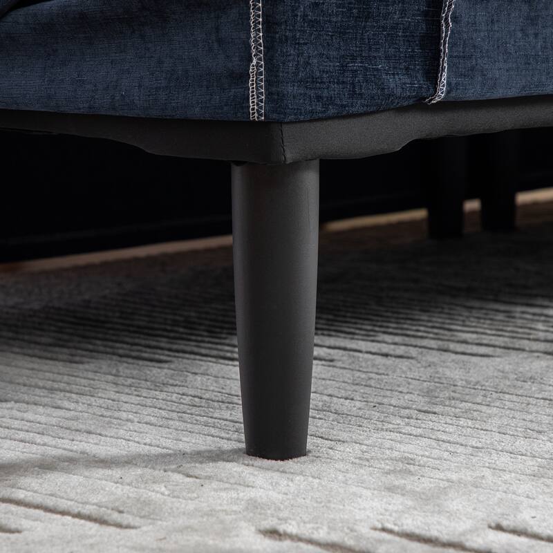 90.55" Wide Modern Bench,Window-side Bench with Armrests,Chenille Chaise Lounge Couch with 2 Bolster Pillows