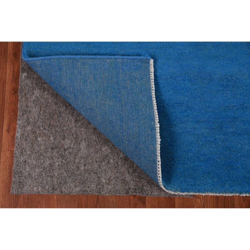 Hand Knotted Oriental 100% Wool Carpet Modern Solid Navy Blue & Blues Gabbeh Area Rug - 10' 2'' X 5' 0''