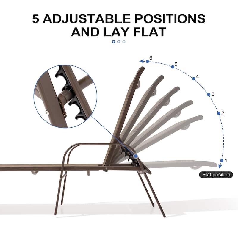 4PCS Outdoor Chaise Lounges Chair Aluminum with Adjustable Backrest