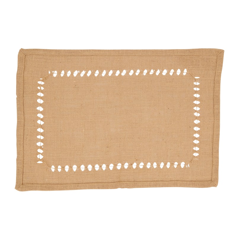 Earthy Elegance Jute Hemstitch Placemat (Set of 4)