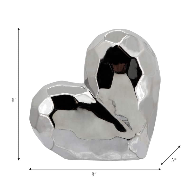 Modern Stone Ceramic Geometric Heart Sculpture