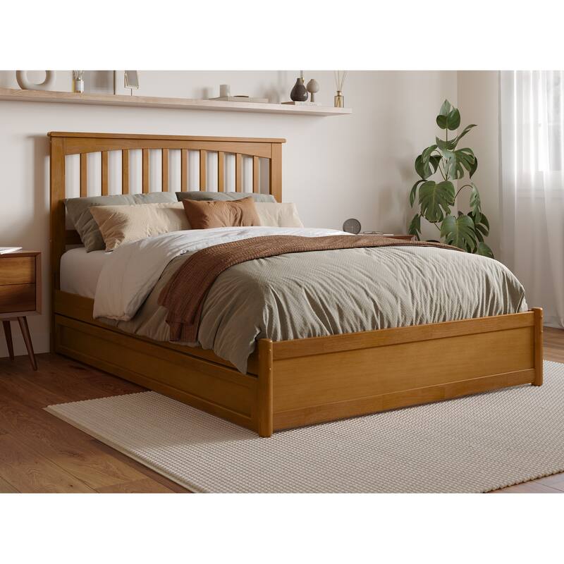 Everett Platform Bed with Panel Footboard and Twin Trundle