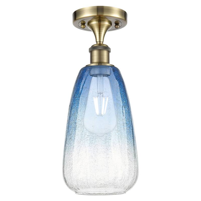 Innovations Lighting 516-1C-14-6 Brookhaven Almond Semi-Flush - Antique Brass / Sapphire Blue