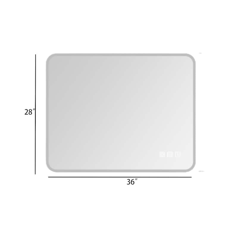 Rectangular Wall-Mounted Dimmable LED Bathroom Vanity Mirror with Defogger and Bluetooth Music Speaker
