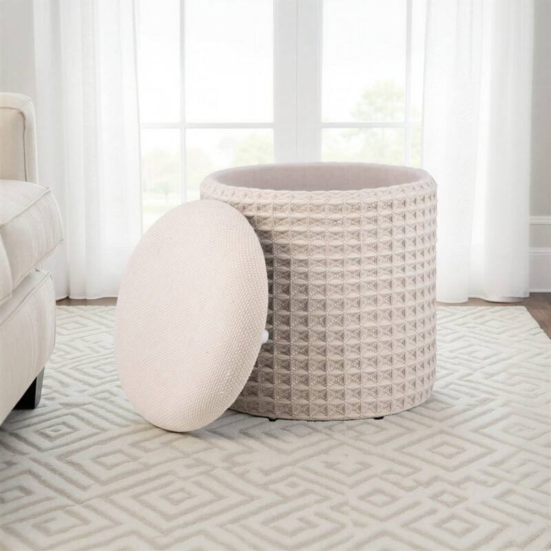 Handwoven Fabric Storage Ottoman