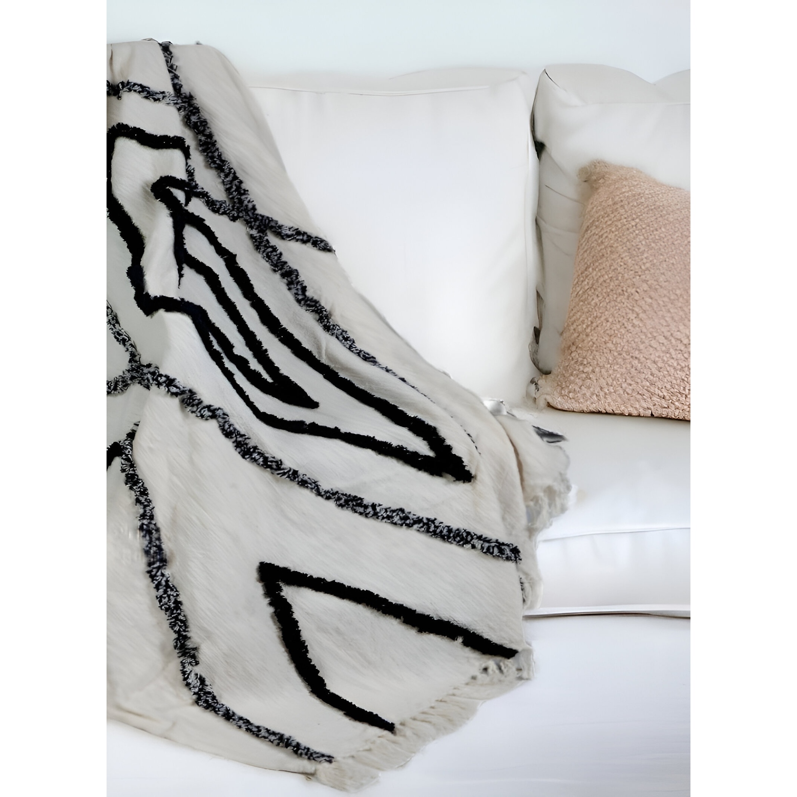 60 X 50 Cream Woven Cotton Geometric Throw Blanket with Fringe Bed Bath Beyond 39176315