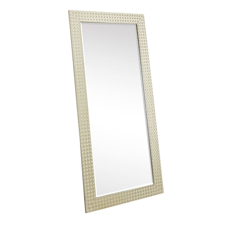 Beaded Framed Leaner Mirror Beaded Full Length Mirror Wooden Frame Bathroom Mirror 66" x 32" Large Framed Decor