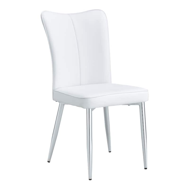 Modern Minimalist Dining Chairs, Office Chairs.4-Piece Set Of White Pu Seats With Silver Metal Legs,Suitable For Restaurants