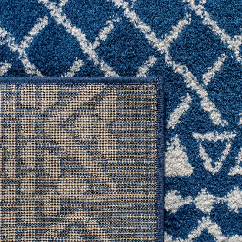 SAFAVIEH Tulum Marte Rustic Moroccan Boho Tribal Distressed Rug - Navy/Ivory - 6'7" Square