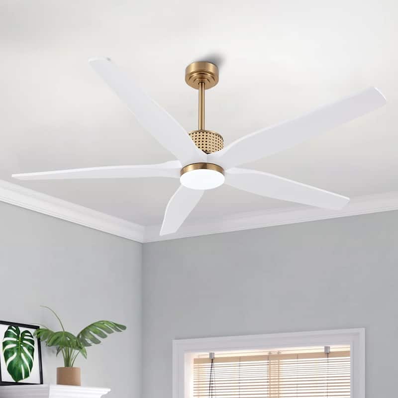 60 Inch. 5 Blades Dc Motor Indoor Ceiling Fan With Light Kit And Remote - 60" - Gold/White