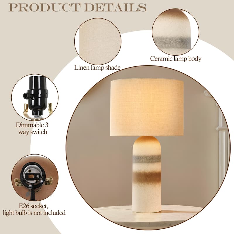 Ceramic Table Lamp with Drum Linen Shade
