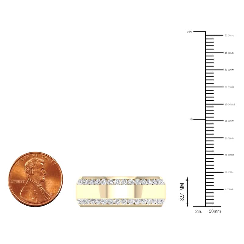 IGI Certified 7/8ct TDW Diamond Wedding Band in 14k Yellow Gold for Men