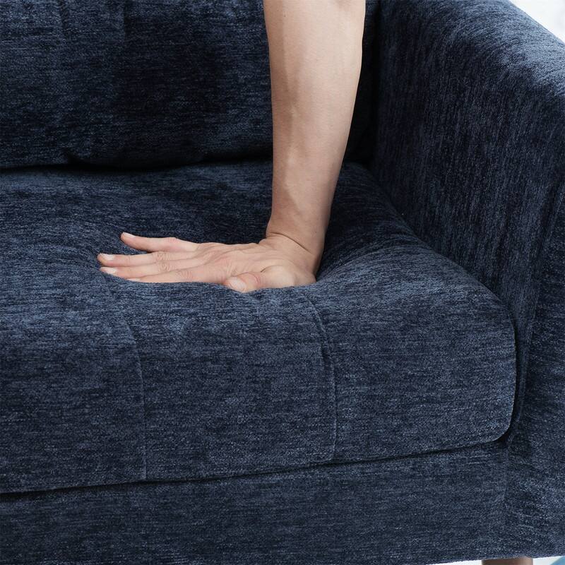 Modern Chenille Upholstered Armchair with Pillow and Solid Wood Leg