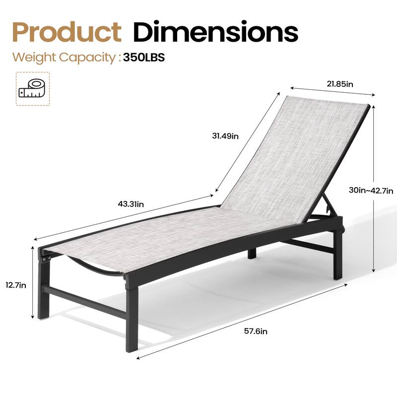 Outdoor Patio Adjustable Chaise Lounge Chairs