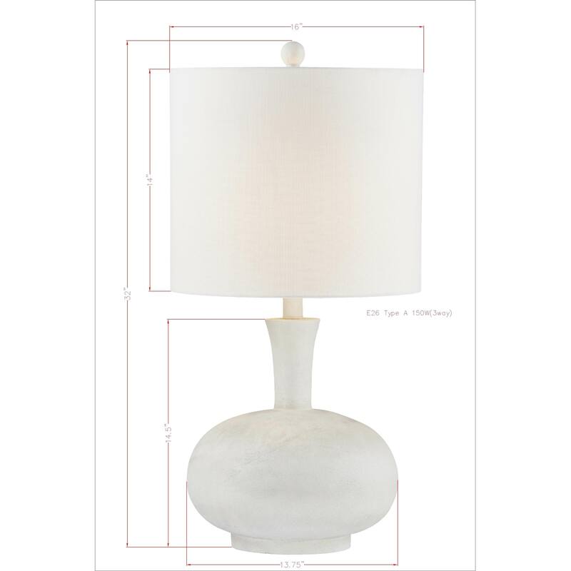 Ashlen 32" Table Lamp with Linen Shade, Off-White