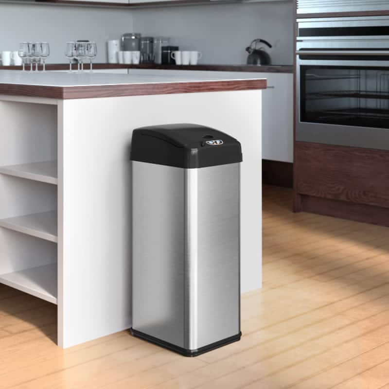 iTouchless 13 Gal Extra-Wide Stainless Steel Sensor Kitchen Trash Can