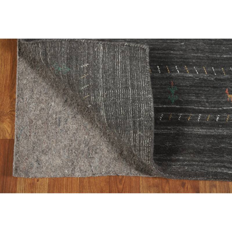 Striped Tribal Gabbeh Indian Runner Rug Hand-Knotted Wool Carpet - 3'0" x 10'2"