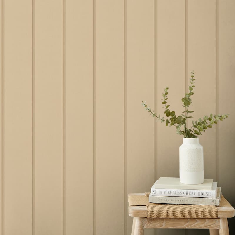 Fine Decor Killian Wheat Wood Panel Wallpaper