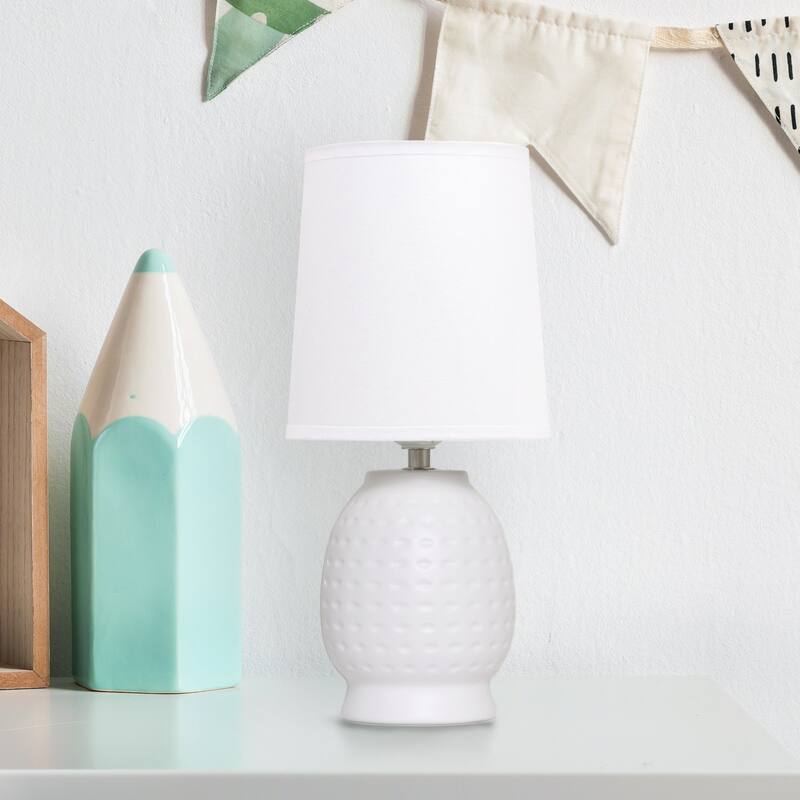 Petite Dimpled Ceramic Table Lamp with Tapered Shade - 12.5" - Off White