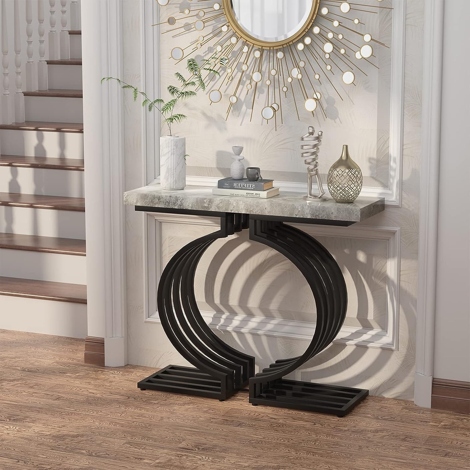 Console Table 40 inch Modern Faux Marble Entryway Table On Sale