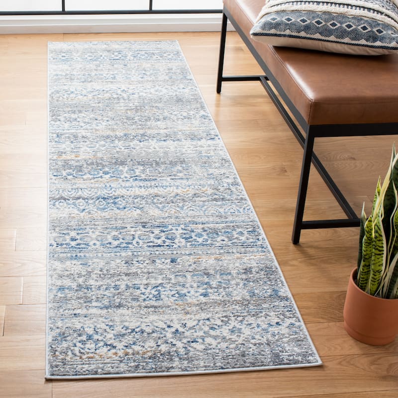 SAFAVIEH Amelia Petty Distressed Rug - 2'3" x 8' Runner - Grey/Blue