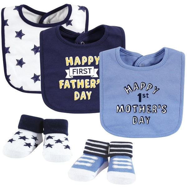 slide 1 of 1, Hudson Baby Infant Boy Cotton Bib and Sock Set, Boy Mothers Fathers Day, One Size - Boy Mothers Fathers Day - One Size One Size - Boy Mothers Fathers Day