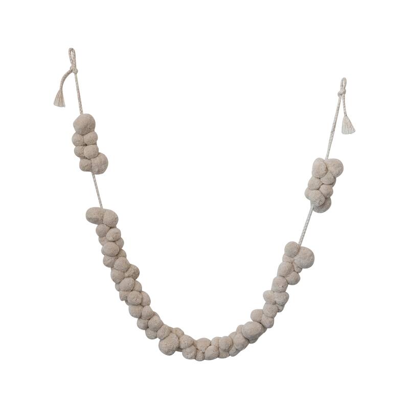 Fabric Pom Pom Swag with Metallic Gold Thread