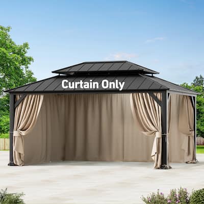 Gazebo Curtain Replacement Universal 4-Panel Sidewalls 12' x 16', Outdoor Gazebo Privacy Curtains with Zipper (Curtain Only)
