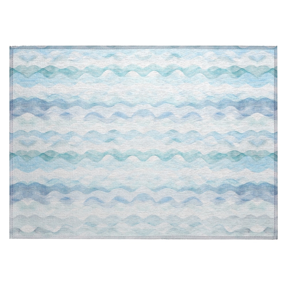 Indoor/ Outdoor Surfside Ombre Wave Washable Rug New