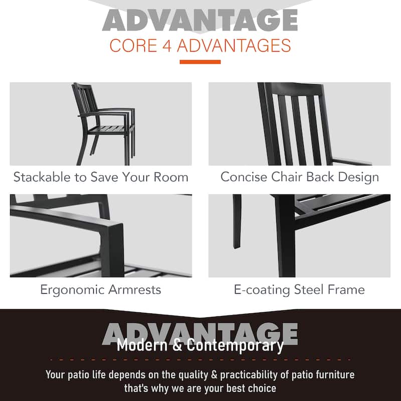 MAISON ARTS Patio Bistro Set 3 Piece Stackable Chairs