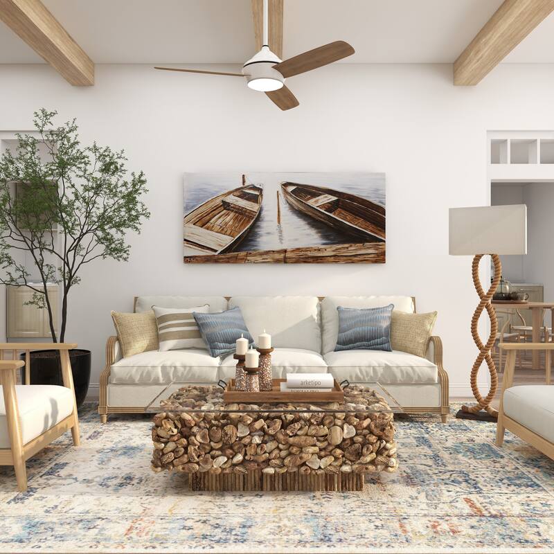 Brown Jute Rope Rope Room Floor Lamp with Linen Shade