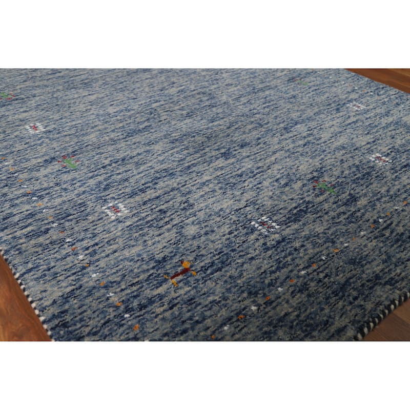 Hand Knotted Oriental 100% Wool Carpet Tribal Stripe Navy Blue & Blues Gabbeh Area Rug - 5' 10'' X 3' 11''