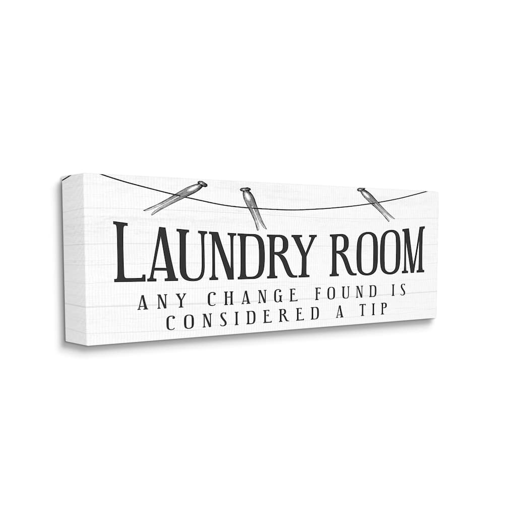 Stupell Change Found is Tip Humor Vintage Laundry Sign Canvas Wall Art