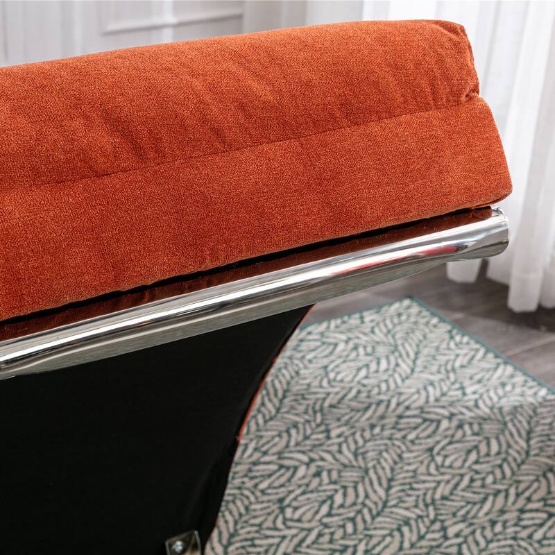 Luxury Upholstered Chaise Lounge Chair with Vibration for Relaxation, Fixed Back Fabric Leisure Recliner Sofa