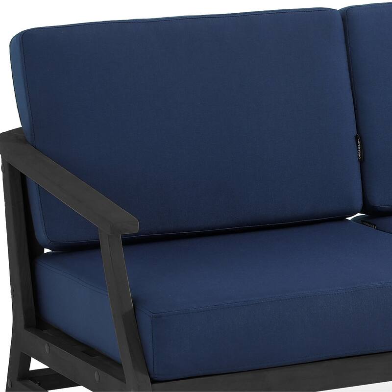 Teak Wood Patio Outdoor Loveseat Sofa and Coffee Table Set